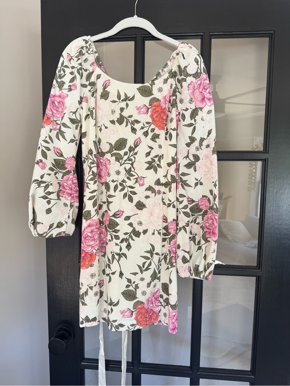 Red Dress Boutique White Mini Dress with Pink Floral Print
